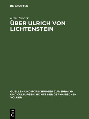 cover image of Über Ulrich von Lichtenstein